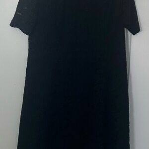 Talbots Elegant Black Lace Women’s Short-Sleeve Lined Dress Size 14